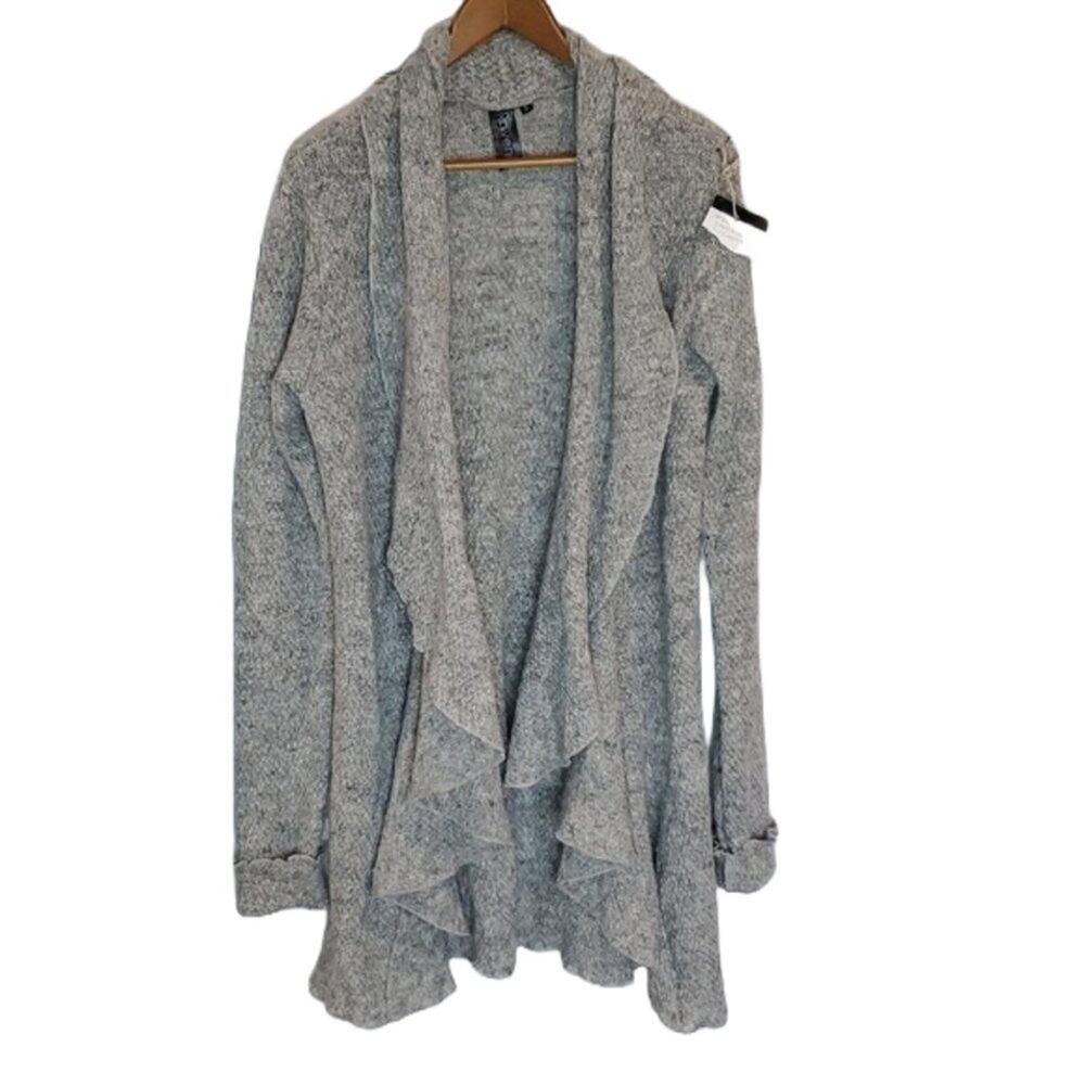 My Beautiful Raven Heathered Gray Lagenlook Long Icelandic Wool Cardigan SZ L